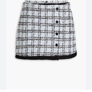 Maje baby blue black metallic tweed Mini Skirt w/shorts and belt new large 42